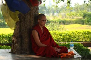 Monk in Lumbini nepal