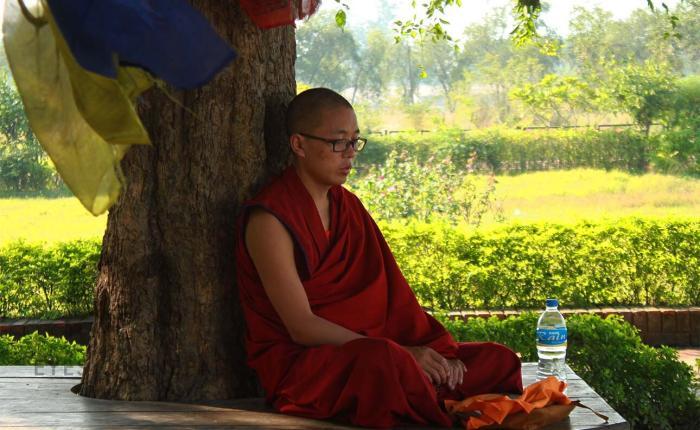 Monk in Lumbini nepal