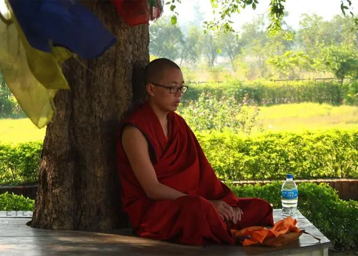 Monk in Lumbini nepal