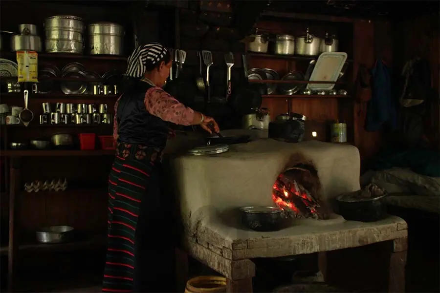 local kitchen during Langtang valley trek